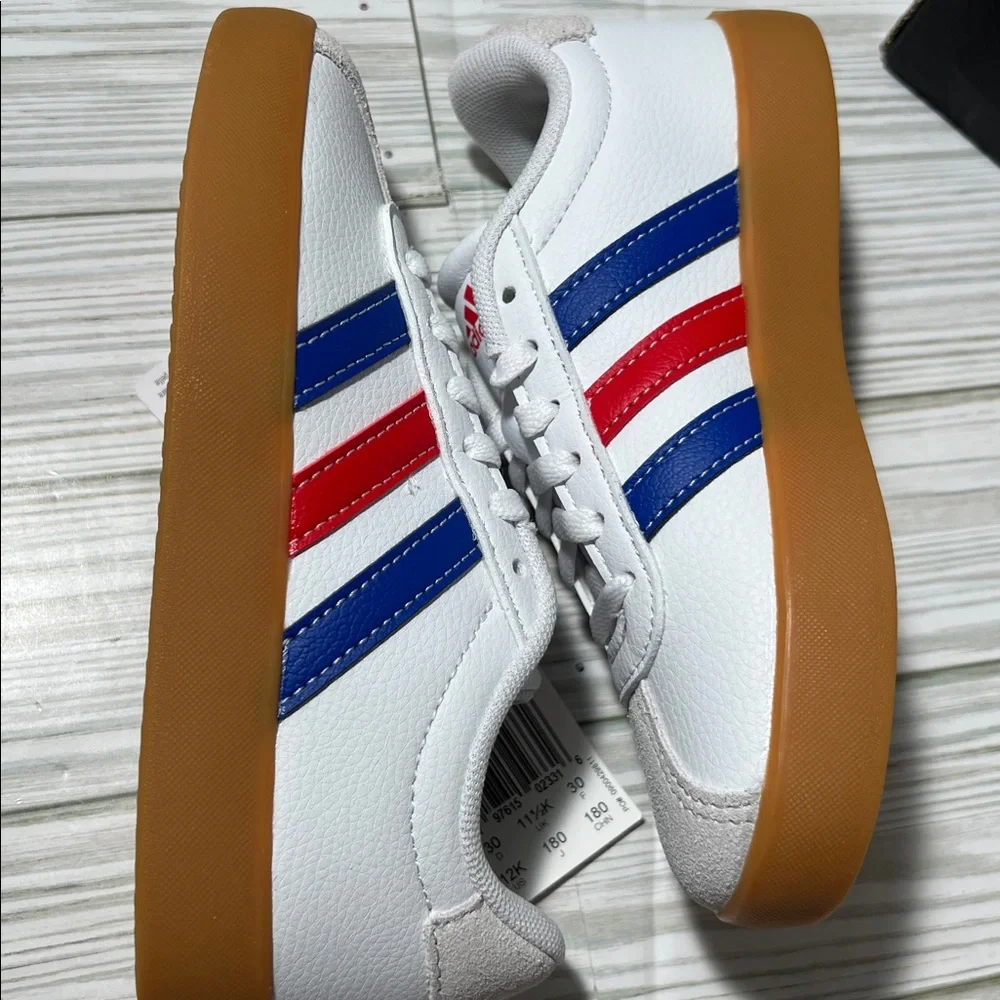 Adidas VL Court 3.0 low top Shoes sneakers white blue red stripes little kid 12K